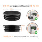 Tappo rotondo in plastica colore Nero, Tappo di chiusura Nero per tubo rotondo da 18 con dimensioni tecniche e guida alla misurazione corretta del tappo di chiusura in plastica.
