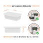 Tappi con lamelle rettangolari 15x20 mm Bianco 10 pezzi Inserto rettangolare colore Bianco per tubo 15x20 mm con dimensioni tecniche e guida per la corretta misurazione dei tappi di chiusura.