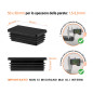 Inserto rettangolare colore Nero per tubo 30x50 mm con dimensioni tecniche e guida per la corretta misurazione dei tappi di chiusura.