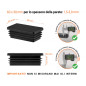 Inserto rettangolare colore Nero per tubo 30x60 mm con dimensioni tecniche e guida per la corretta misurazione dei tappi di chiusura.