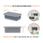 Inserto rettangolare colore Grigio per tubo 50x120 mm con dimensioni tecniche e guida per la corretta misurazione dei tappi di chiusura.