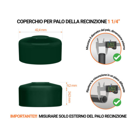 Cappucci per pali di recinzione tondi 1 1/4" Verde 10 pezzi