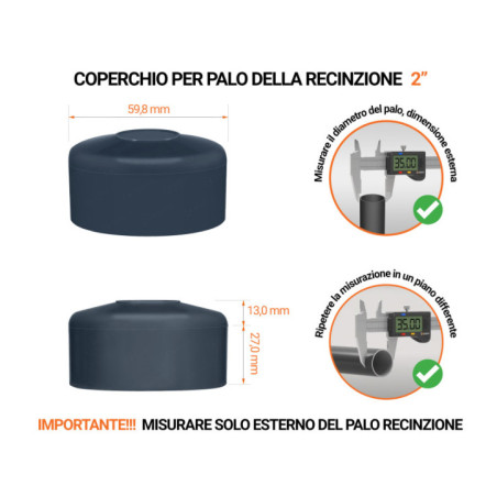 Cappucci per pali di recinzione tondi 2" Antracite 10 pezzi