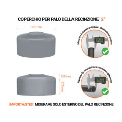 Tappo per palo rotondo 2" di colore Grigio, realizzato in polietilene di alta qualità - resistente alle intemperie. Scopri tutta la nostra selezione!