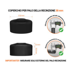 Tappo per palo rotondo 38 mm di colore Nero, realizzato in polietilene di alta qualità - resistente alle intemperie. Scopri tutta la nostra selezione!