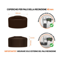 Tappo per palo rotondo 40 mm di colore Marrone, realizzato in polietilene di alta qualità - resistente alle intemperie. Scopri tutta la nostra selezione!