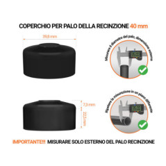 Tappo per palo rotondo 40 mm di colore Nero, realizzato in polietilene di alta qualità - resistente alle intemperie. Scopri tutta la nostra selezione!