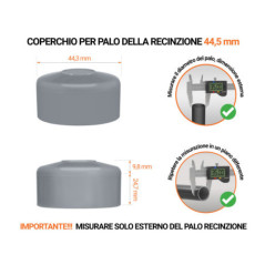 Tappo per palo rotondo 44,5 mm di colore Grigio, realizzato in polietilene di alta qualità - resistente alle intemperie. Scopri tutta la nostra selezione!