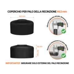 Tappo per palo rotondo 44,5 mm di colore Nero, realizzato in polietilene di alta qualità - resistente alle intemperie. Scopri tutta la nostra selezione!