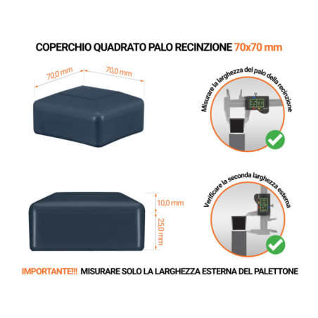 Cappucci per palo quadrato 70x70 mm Antracite 10 pezzi