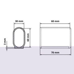 Boccola scorrevole per tubo ovale 30x60 boccola in polietilene per tubo ovale 30x60 EMFA GmbH