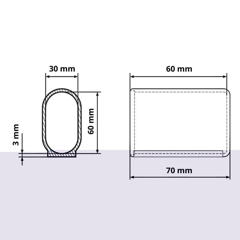 Boccola scorrevole per tubo ovale 30x60 Nero