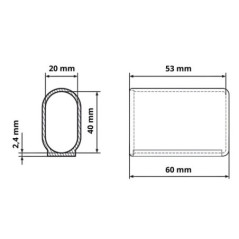 Boccola scorrevole per tubo ovale 20x40 Grigio