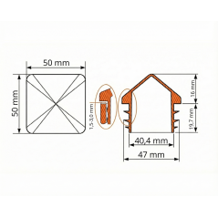 Tappo piramidale per tubi quadri in PE 50x50 EMFA GmbH