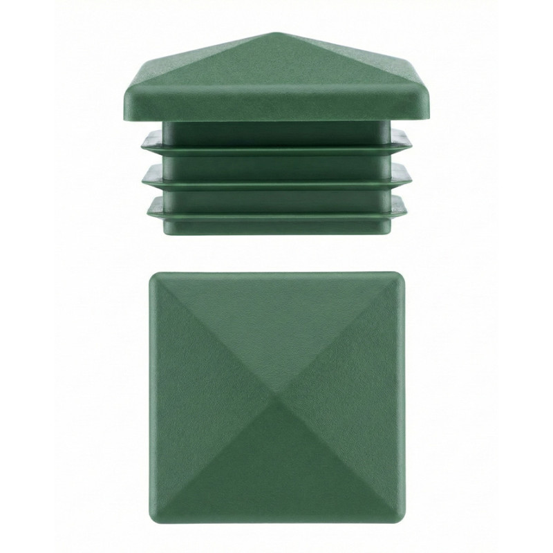 Tappo piramidale per tubi quadri in PE 80x80 Verde