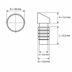 Tappo lamellare tondo inclinato 18 mm - H 11,4 mm Nero