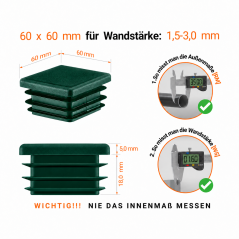 Tappo quadrato con lamelle 60x60 mm Verde