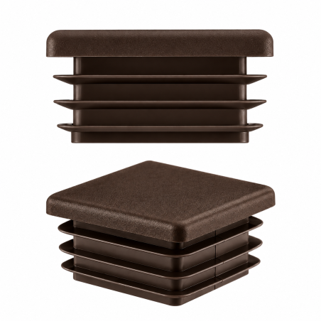 Tappi di chiusura quadrati per sezione scatolare in acciaio 100x100 mm. Tappi quadrati colore Marrone per tubi, tappi in plast