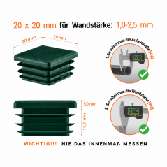 Tappo quadrato con lamelle 20x20 mm Verde