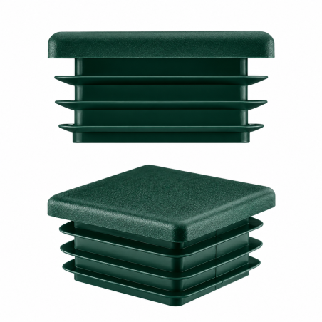 Tappo quadrato con lamelle 80x80 mm Verde Tappi di chiusura quadrati per sezione scatolare in acciaio 80x80 mm. Tappi quadrati colore Verde per tubi, tappi in plastic