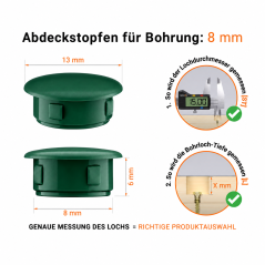 Tappi di plastica per fori da 8 mm Verde