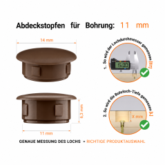 Tappi di plastica per fori da 11 mm Marrone