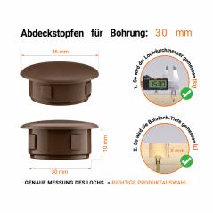 Tappi di plastica per fori da 30 mm Marrone