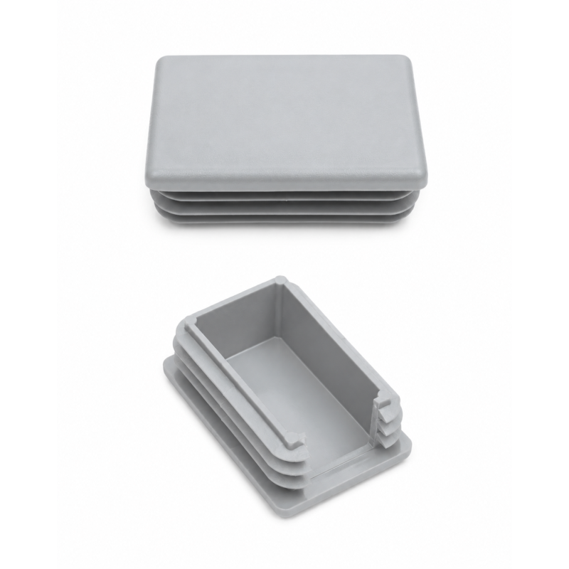 Tappo lamellare rettangolare con intaglio e piega per pali da recinzione 60x40 mm Grigio