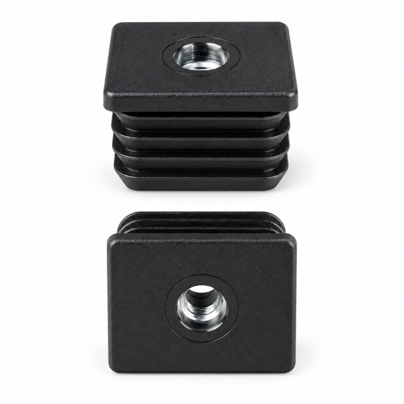 Tappo rettangolare con inserto metallico filettato 40x50 mm M10 Nero