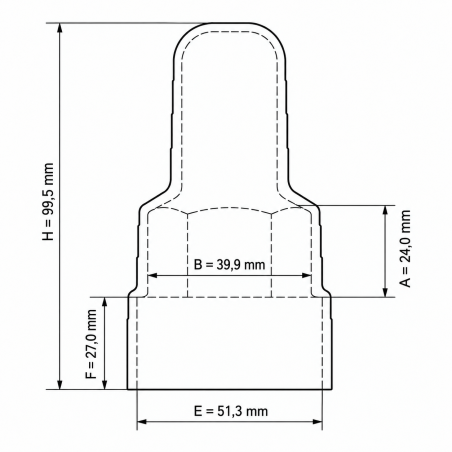 Copridado e coprivite allungato con sede per rondella in PE M27 H100 coprivite in polietilene M27 EMFA GmbH