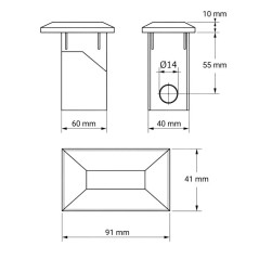 Tappo interno rettangolare per palo di recinzione con foro 40x60 mm Verde