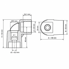 Terminale per maniglie tubolari 20 mm Nero