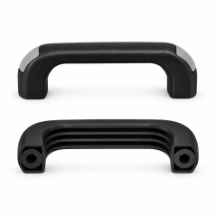 Maniglia ad arco con fori passanti e cappucci a filo 120 mm - d 8,5 mm - maniglia nera - cappucci Grigio EMFA GmbH