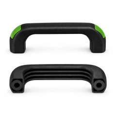 Maniglia ad arco con fori passanti e cappucci a filo 120 mm - d 8,5 mm - maniglia nera - cappucci Verde chiaro EMFA GmbH