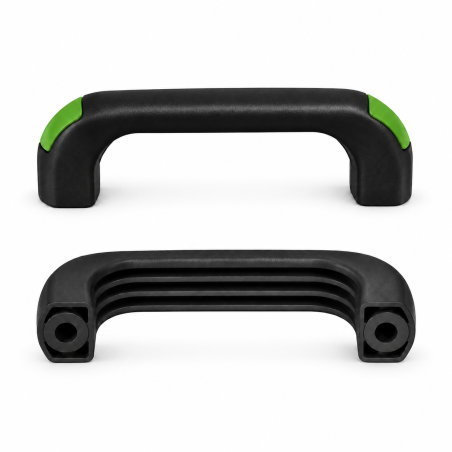 Maniglia ad arco con fori passanti e cappucci a filo 120 mm - d 8,5 mm - maniglia nera - cappucci Verde chiaro EMFA GmbH
