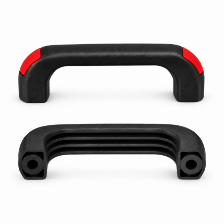 Maniglia ad arco con fori passanti e cappucci a filo 120 mm - d 8,5 mm - maniglia nera - cappucci Rosso Maniglia ad arco con fori passanti e cappucci a filo 120 mm - d 8,5 mm - maniglia nera - cappucci Rosso EMFA GmbH