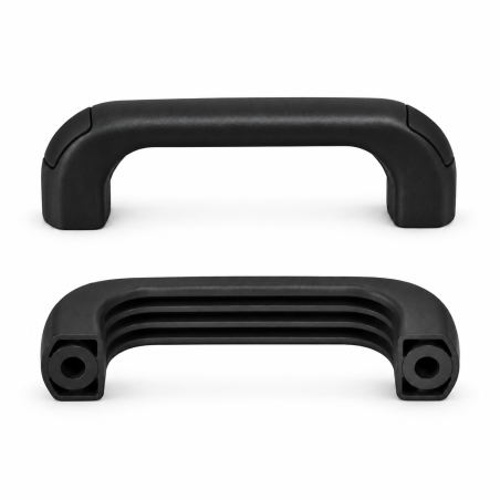 Maniglia ad arco con fori passanti e cappucci a filo 120 mm - d 8,5 mm - maniglia nera - cappucci Nero EMFA GmbH