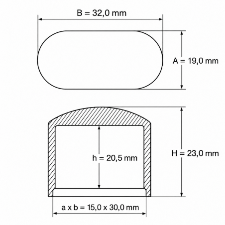 Tappo esterno per tubo ovale 15x30 mm copritubo EMFA GmbH