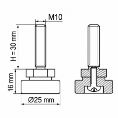 Piedino regolabile snodato avvitato M10x30 Nero