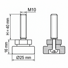 Piedino regolabile snodato avvitato M10x40 Nero