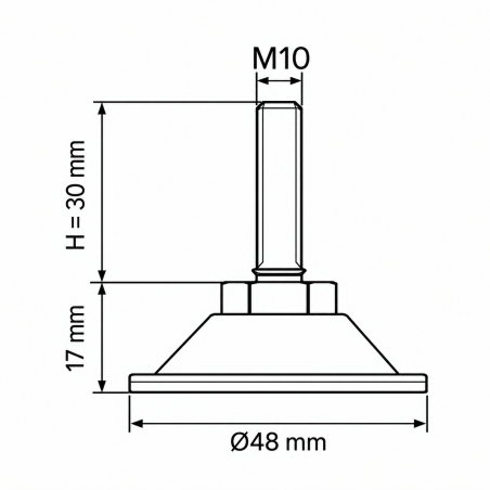 Piedino regolabile snodato metallico M10x30 - FI48 Argento Piedino regolabile snodato metallico M10x30 - FI48 livellatore EMFA GmbH