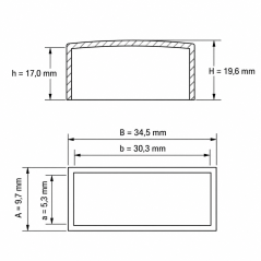 Tappo esterno rettangolare piatto 30,3x5,3 mm Nero
