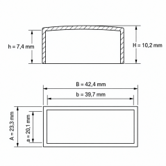 Tappo esterno rettangolare piatto 39,7x20,1 mm Nero