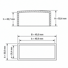 Tappo esterno rettangolare piatto 40,9x25,4 mm Nero