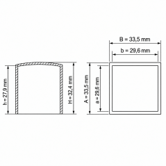 Tappo esterno quadrato piatto 29,6x29,6 mm Nero