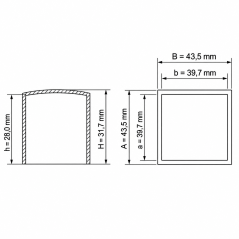 Tappo esterno quadrato piatto 39,7x39,7 mm Nero