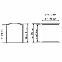 Tappo esterno quadrato piatto 49,9x49,9 mm Nero