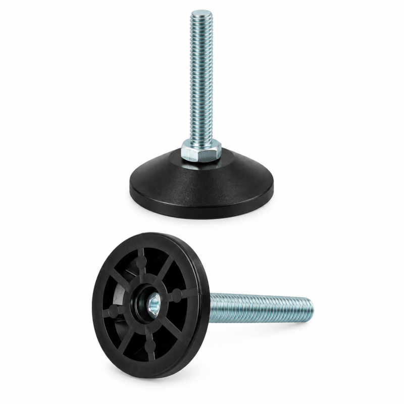 Piedino regolabile snodato avvitato M8x30 - FI30 Nero